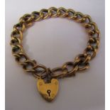 9ct gold gate bracelet with padlock clasp (damage to link) weight 14.7 g