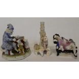 Large Continental porcelain fairing-type figure group / spill holder depicting cats playing,