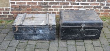 Tin trunk and wooden chest