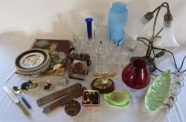 Various ceramics and glassware etc inc Carlton ware, Beswick, Border Fine Arts, table lamp,