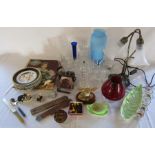 Various ceramics and glassware etc inc Carlton ware, Beswick, Border Fine Arts, table lamp,