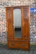 Edwardian mahogany mirror front wardrobe