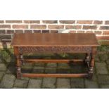 Reproduction 17th century oak bench / table L 96 cm H 46 cm D 28 cm