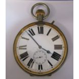 MM & Co patent no 10292 nickel cased Goliath pocket watch D 10.5 cm case no 3506648