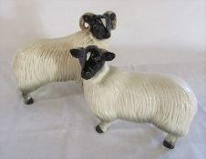 Coopercraft large ram L 22 cm H 18 cm and sheep L 21 cm H 14.5 cm