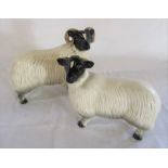 Coopercraft large ram L 22 cm H 18 cm and sheep L 21 cm H 14.5 cm