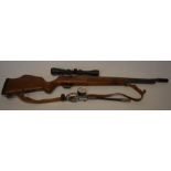 Pre-charged pneumatic .177 Titan air rifle with walnut stock, silencer, scope, carry bag & 12