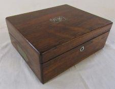 Victorian mahogany writing slope with brass fitted handles L 30 cm D 24.5 cm H 12 cm