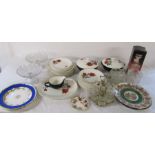 Selection of glassware and ceramics inc Royal Tunstall red rose design part dinner service