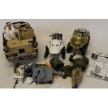 H M Armed Forces All Terrain Quad Bike, Action Man Polar Trapper, 2 figures and some Palitoy