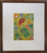 Marc Chagall (1887-1985) framed modernist lithographic print published in New York 1977 printed in