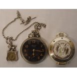 Ingersoll Yankee Radiolite watch with silver fob compass & an Olimpia pocket watch