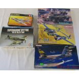 5 Tamiya and Dragon model kits inc Mig-19 Farmer, Supermarine spitfire, P-38J Droop Snoot and BRDM-