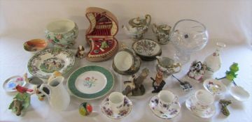 Various ceramics inc Crown Staffordshire, Noritaki (teapot af), Portmeirion and Capodimonte &