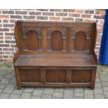 Reprodux Furniture dark oak settle L 125 cm H 103 cm D 40 cm