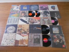 Approximately 60 LP records including Led Zepplin, Fairport Convention, Amon Duul, The Sweet, Eric