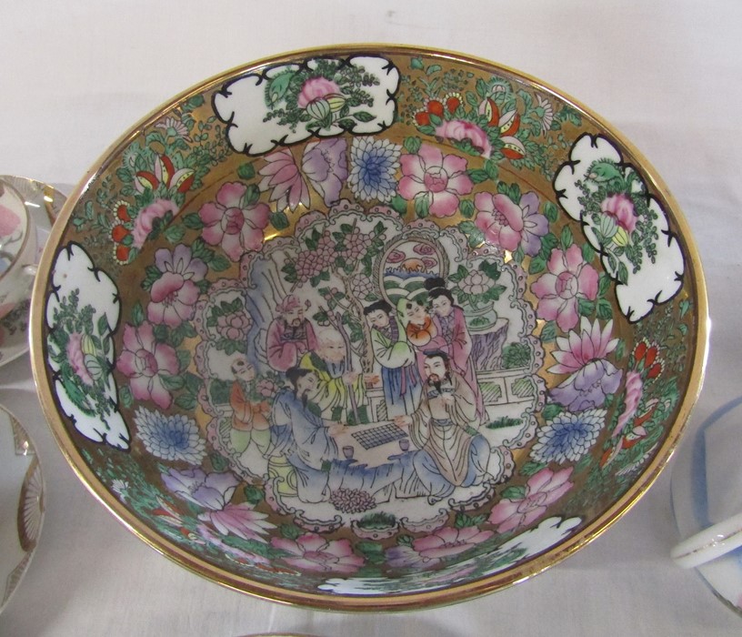 Various Oriental ceramics inc bowl and part tea set (teapot spout af) etc - Image 2 of 4