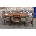 Reproduction Refectory table 136 cm x 78 cm and 4 ladder back chairs