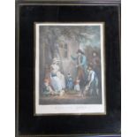 Framed engraving 'Dancing dogs' published February 1790 by T Gaugain, Manor Street Chelsea,