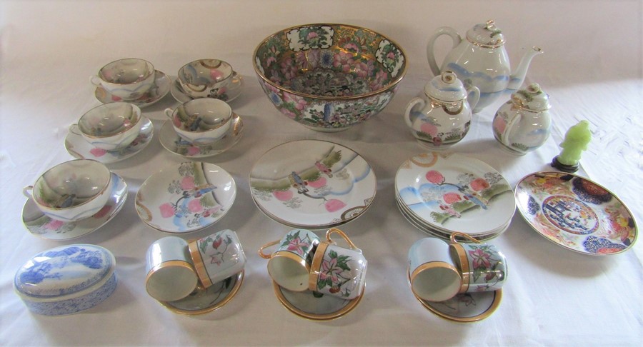 Various Oriental ceramics inc bowl and part tea set (teapot spout af) etc