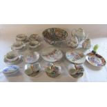 Various Oriental ceramics inc bowl and part tea set (teapot spout af) etc