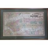 Framed map of New York city dated 1871 'Thos Chatterton & Co - clothing at Wholesale 265 & 267 Canal