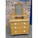 Victorian scrumbled pine chest of drawers / dressing table