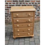 Pine chest of drawers H 96 cm L 68 cm D 44 cm