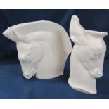 Royal Worcester porcelain horse head vase and deer head vase H 29 cm and 31 cm
