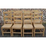 Set of 8 modern high back beech dining chairs