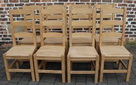 Set of 8 modern high back beech dining chairs