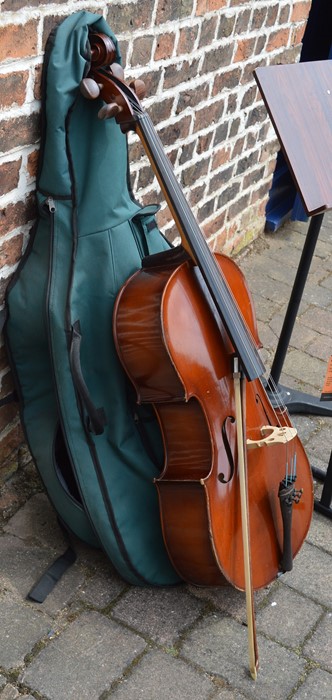 Cello with carry case, instrument stand and music stand (with sheet music not shown in picture) ( - Bild 2 aus 3