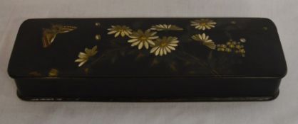 Oriental lacquer box L 29.5cm W 9.5cm