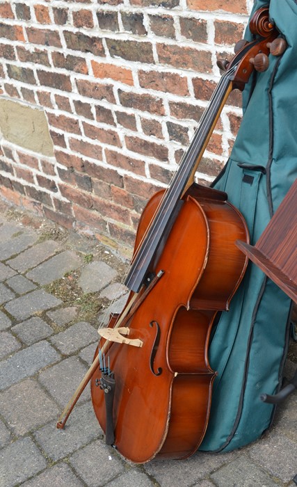 Cello with carry case, instrument stand and music stand (with sheet music not shown in picture) ( - Bild 3 aus 3