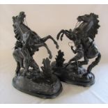 Pair of spelter Marli horse figurines H 44 cm D 32 cm