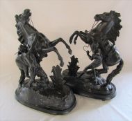 Pair of spelter Marli horse figurines H 44 cm D 32 cm