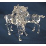 Boxed Swarovski crystal figure of 2 foals 627637 H 9 cm L 11 cm