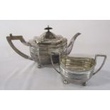 Silver teapot and sugar bowl London 1897/98 total weight 23.04 ozt