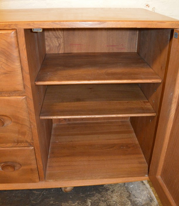 1960's Ercol 3 drawer sideboard with Ercol labels L 156cm D 45cm H 69cm - Image 4 of 5