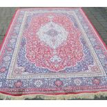 Red ground traditional floral pattern cashmere carpet 3.03m by 1.98m