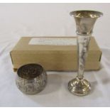 Small silver specimen vase H 11.5 cm  Birmingham hallmark (weighted base), ornate Victorian silver