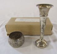 Small silver specimen vase H 11.5 cm  Birmingham hallmark (weighted base), ornate Victorian silver