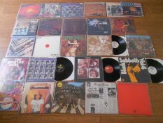 Approximately 60 LP records including The Beatles, Cramps, Black Sabbath, The Gems, Tangerine Dream,