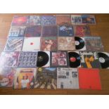 Approximately 60 LP records including The Beatles, Cramps, Black Sabbath, The Gems, Tangerine Dream,