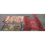 3 small rugs/runners & 2 wall hangings