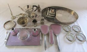 Various silver plate inc tea set, trays (one circular tray not shown in picture) and dressing