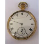 9ct gold Waltham Mass. Riverside pocket watch, 19 jewels, no 11065553 case dated Birmingham 1907