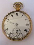 9ct gold Waltham Mass. Riverside pocket watch, 19 jewels, no 11065553 case dated Birmingham 1907
