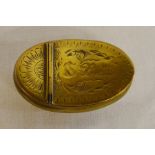 Victorian brass snuff box engraved T Bellis 1886