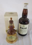 Boxed Bells old scotch whisky in bell decanter 70% 6 3/4 fl ozs & bottle of Haig blended scotch